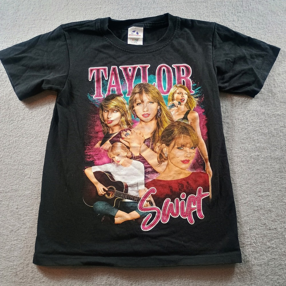 Playerytees Kids Taylor Swift Graphic T-Shirt Black L Large Eras Style Merch